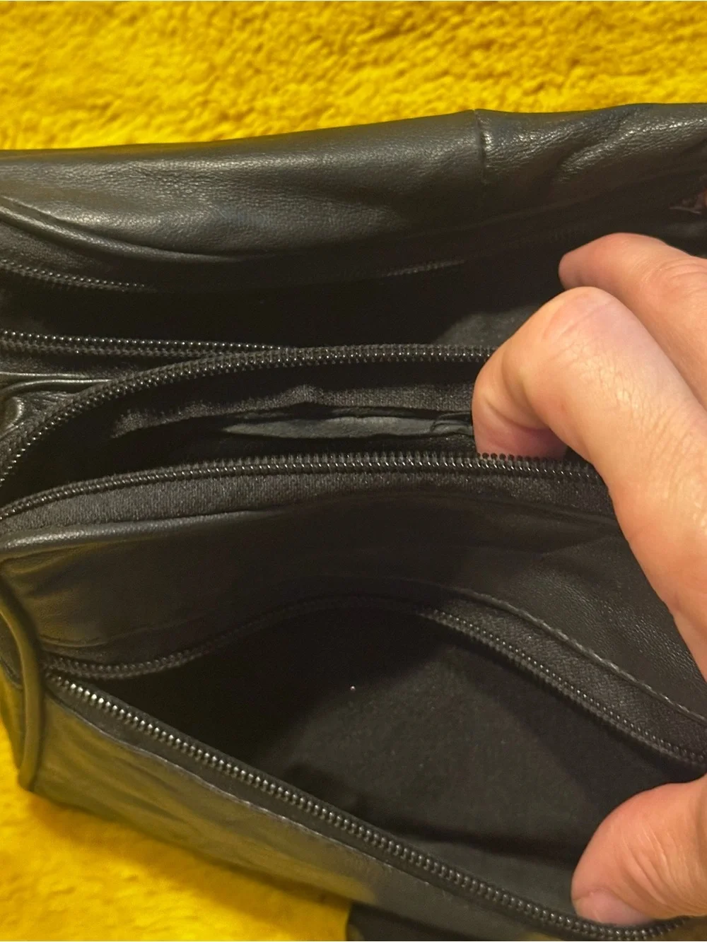 Toni Genuine Leather Fanny Pack Waist Bag Multi Pockets Black Retro Adjustable